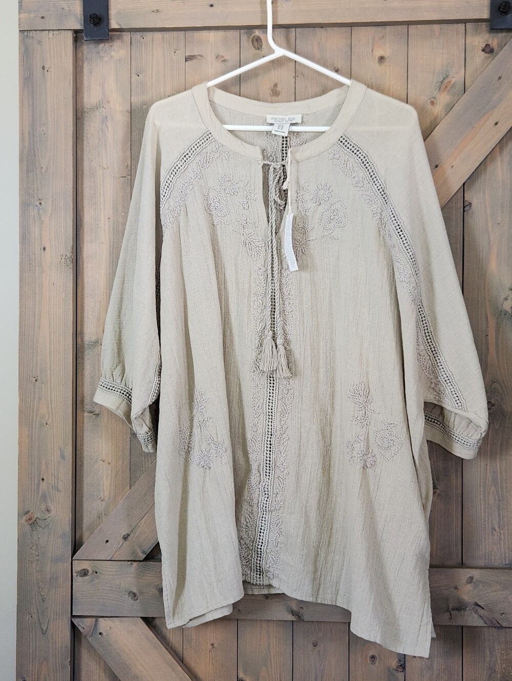 Rachel Zoe Boho Embroidered Tunic Top 1X